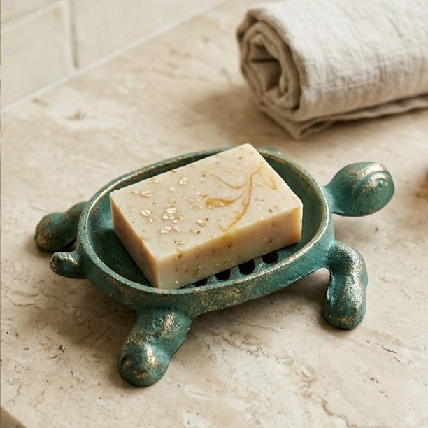 2 Colors Vintage Casts Iron Turtle Soap Dishs Decorative Metal Soap Holders Drainage Soap Tray For Bathroom Countertop Rustics Home Bath Accessory Decor