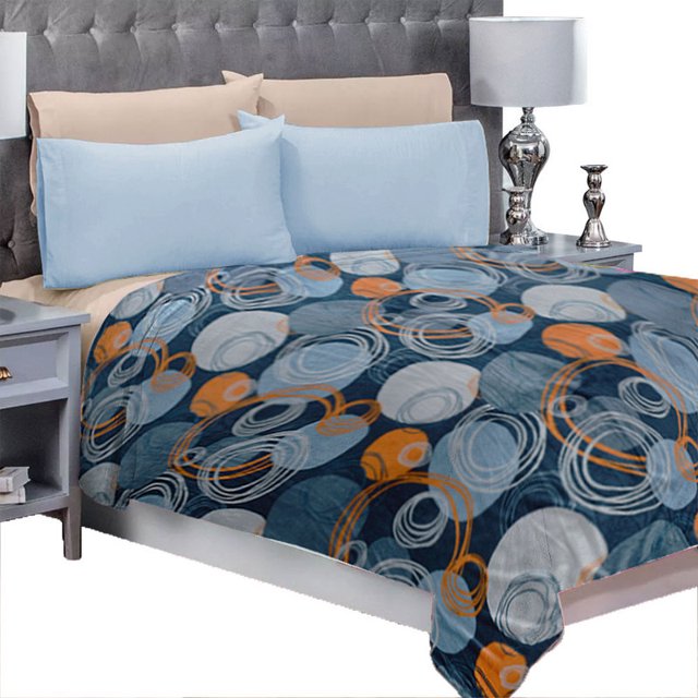 Frazada Matrimonial Ligera Estampada MELOCOTTON HOGAR Flannel Extra Suave MOD DAVID