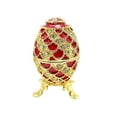 thumbnail image 4 of Caja de baratija con forma de huevo de Pascua, figurita artesanal, caja de baratija esmaltada para colección Rojo, 4 of 8