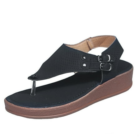 

Casual Summer Hollow Out Slingback Wedges Sandals Women Daily Casual Shoes Black 37