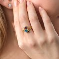 thumbnail image 3 of Gem Stone King 10K Yellow Gold Diamond Accent Ring Heart Shape Red Garnet and Vivid Persian Blue Moissanite (1.83 Cttw, Size 8), 3 of 6