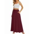 thumbnail image 5 of Women'S Flowy Maxi Skirt Summer Pleated High Waisted Casual Long Skirts with Pockets Red M, 5 of 8