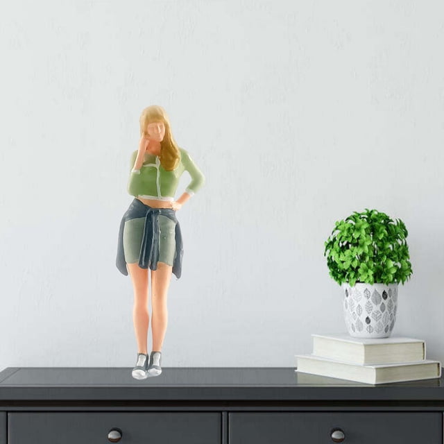 Figuras de personas perfke 1:64 Escala Modelo Trenes Miniatura Fitness Mujer deportiva verde