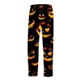 thumbnail image 5 of Halloween Lounge Pants for Men, Drawstring Sleep Bottoms with Psychedelic Rainbow Pumpkin & Star Print, Soft Lightweight Casual Trousers, Elastic Waist Pajama Leggings, 1 Pair Black L, 5 of 7