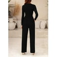 thumbnail image 3 of PRETTYGARDEN Womens Jumpsuit Dressy Casual Spring Fall Fashion One Piece Outfits Long Sleeve Mock Neck Wide Leg Pants Rompers, 3 of 8