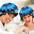 thumbnail image 6 of Shower Caps,Blue Tie Dye Spiral Pattern Waterproof Shower Cap for Women 4 Pieces,Double Reusable Hair Cover for Shower PEVA Elastic Stretch Hem, 6 of 7