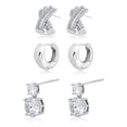 thumbnail image 1 of JeenMata Juego de 3 Aros con Forma de Cruz Deslumbrante Chapados en Oro Blanco, 1 of 5