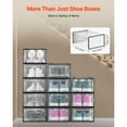 thumbnail image 2 of KFFKFF 12 Pack Stackable Shoe Storage Boxes, Modular Plastic Organizers for Shoes, Fits Up to US Size 11, Ideal for High Heels, Boots, Hats, and More, Black Frame, 2 of 9