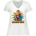 thumbnail image 3 of Inktastic Soccer Girl Superhero Women's Plus Size V-Neck T-Shirt, 3 of 5