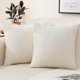 thumbnail image 1 of Juego de 2 fundas de almohada de pana de 18 x 18, fundas de almohada decorativas a rayas para sala de estar, sofá cuadrado suave, color blanco crema, 1 of 5