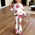 thumbnail image 2 of Grblisyd Outfits for Girls Casual Long Sleeve Cute Cartoon Print Sweatershirt and Flared Pants 2 Pieces Fall Winter Set Size 7-8 Years, 2 of 7