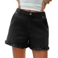 thumbnail image 5 of Summer High Waist Women Casual Jeans Denim Pants Ruffle Shorts, 5 of 7