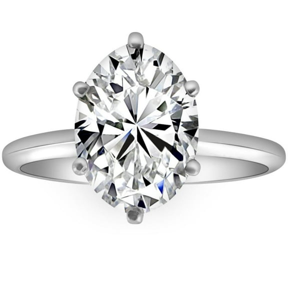 3.13Ct Certified Platinum Solitaire Oval Lab Grown Diamond Engagement Ring H/VS1
