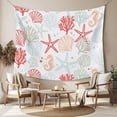 thumbnail image 2 of Ocean Orange Red Tapestry for Bedroom Wall Hanging Tapestry, Coastal Starfish Coral Shell Marine Ceiling Backdrop Tapestries Poster Blanket Wall Decor for Teens Room Living Room Dorm 39" x 59", 2 of 8