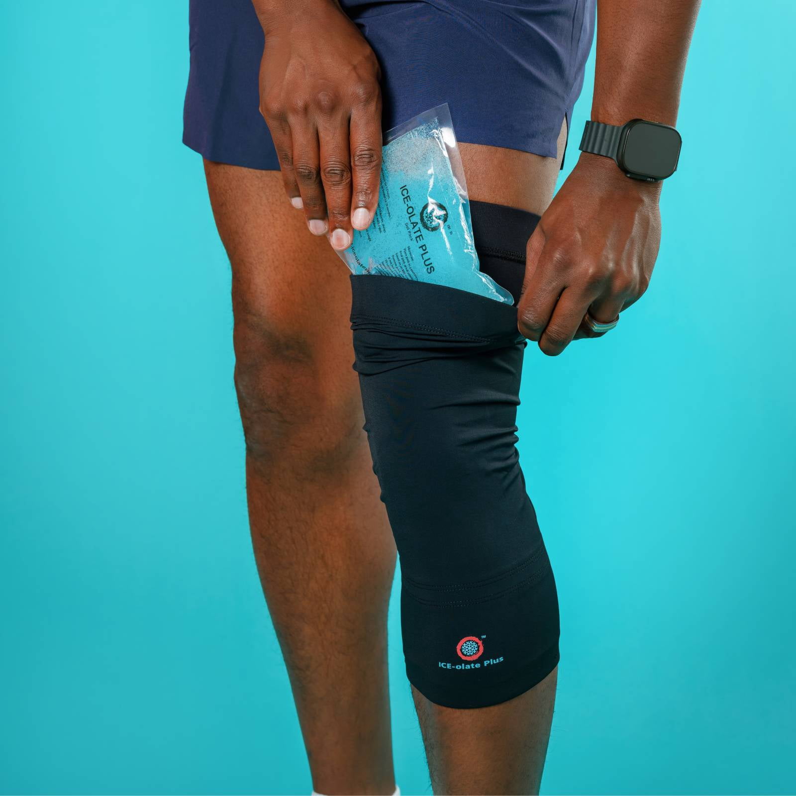 Knee Support Brace with Reusable Hot & Cold Gel Pack, Adjustable Compression Knee Wrap for Workouts, Daily Activities and Post-Workout Comfort - ICE-OLATE PLUS - XL