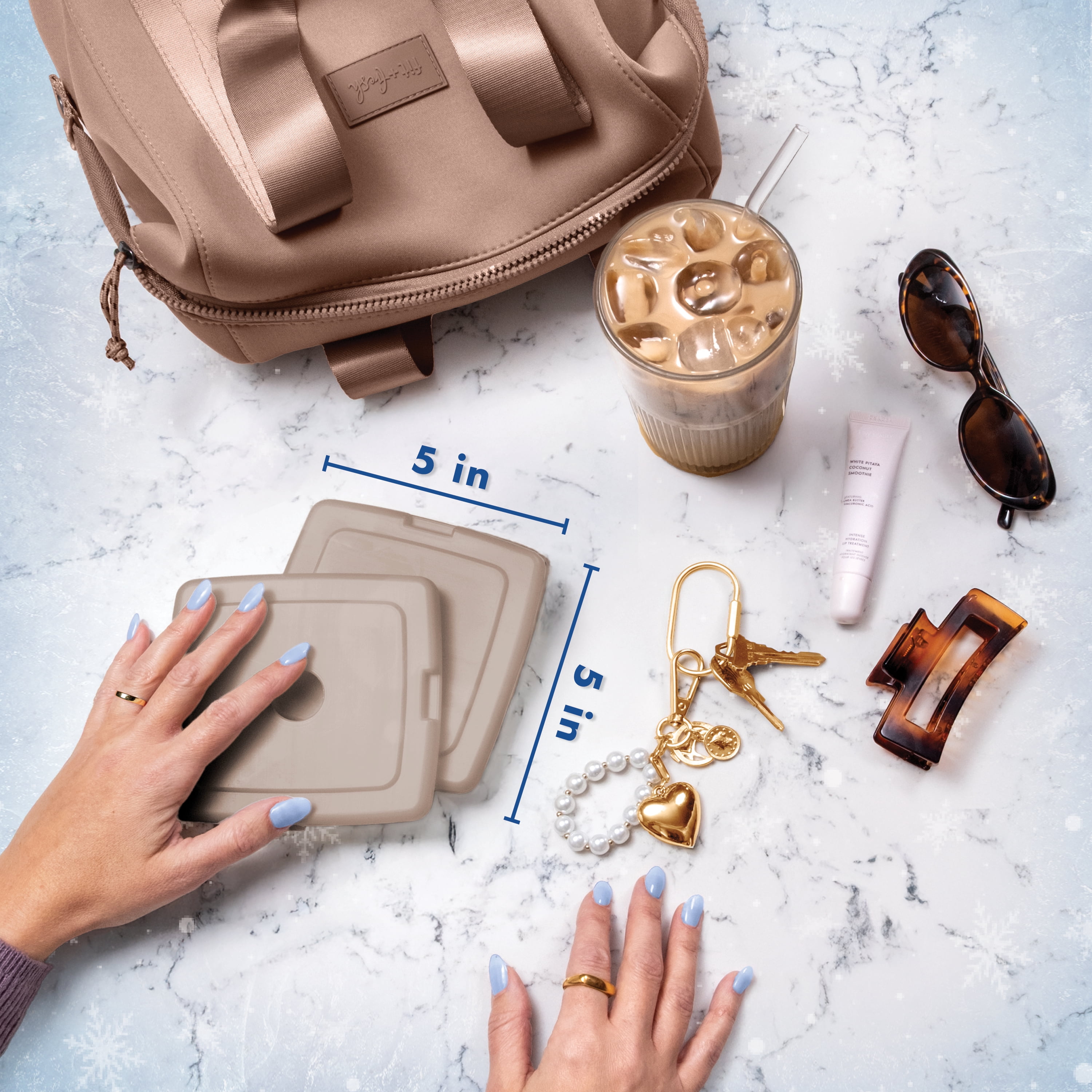 Cool Coolers by Fit + Fresh Reusable Slim Ice Packs for Lunch Bags & Coolers, Taupe, 4pk
