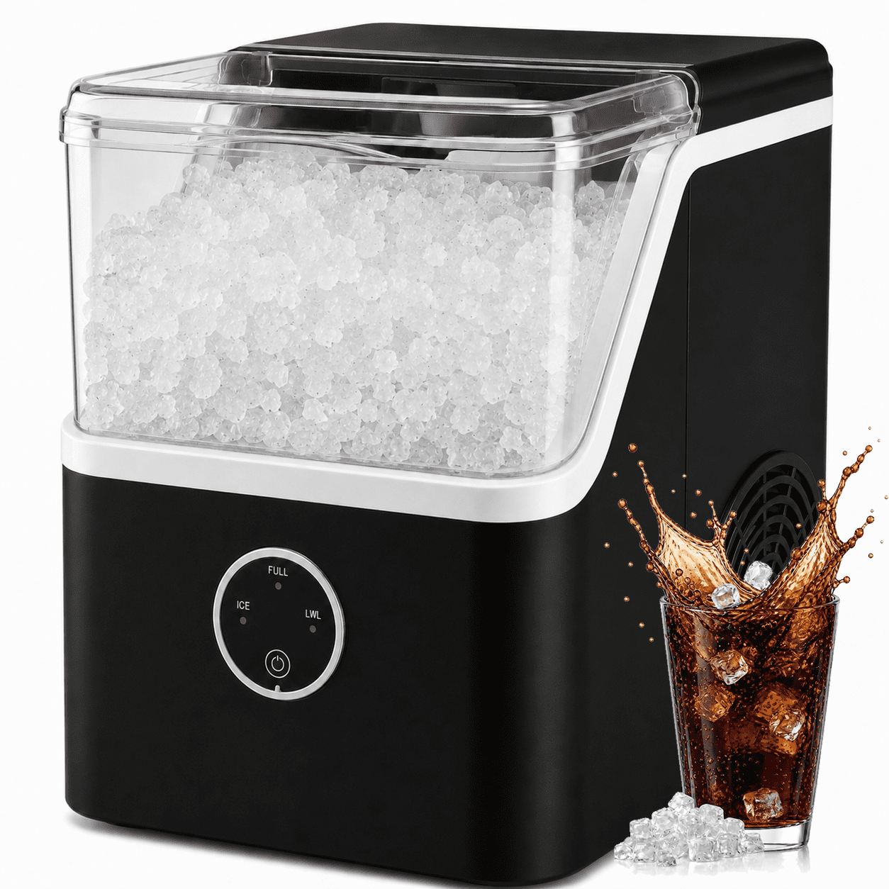 Nugget Ice Maker 42lbs/Day, Countertop Ice Maker with 1.5L Water Tank,Soft Chewable Pebble Ice Maker with Self-Cleaning, Quiet 42dB & LED Indicator for Home Kitchen, Office, RV