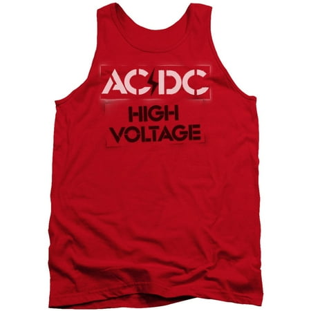AC/DC Men's  High Voltage Stencil Mens Tank Red