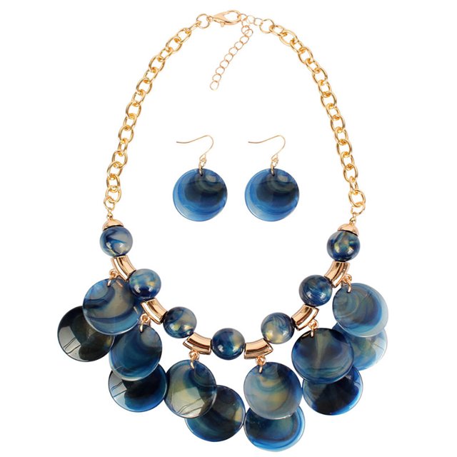 Collier Clavicule pour Femmes, Collier Pull avec Perles de Mode et Boucles d'Oreilles Pendantes