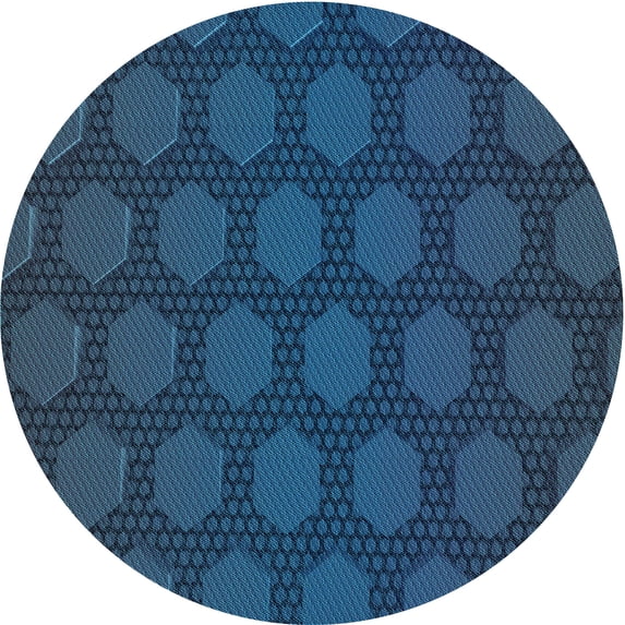 Ahgly Company Machine Washable Indoor Round Transitional Bright Navy Blue Area Rugs, 5' Round