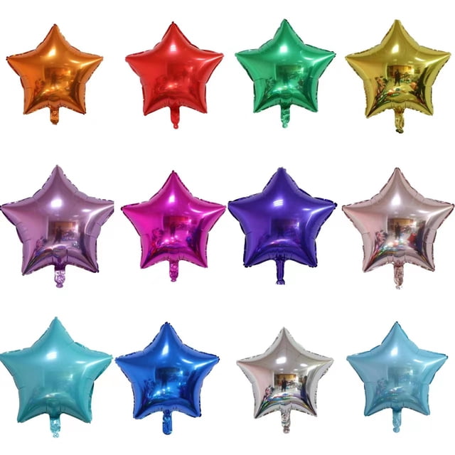 Globo de película de aluminio, globo de boda, globo de fiesta de cumpleaños, globo de 18 pulgadas con diseño de estrella de cinco puntas, 50 unidades