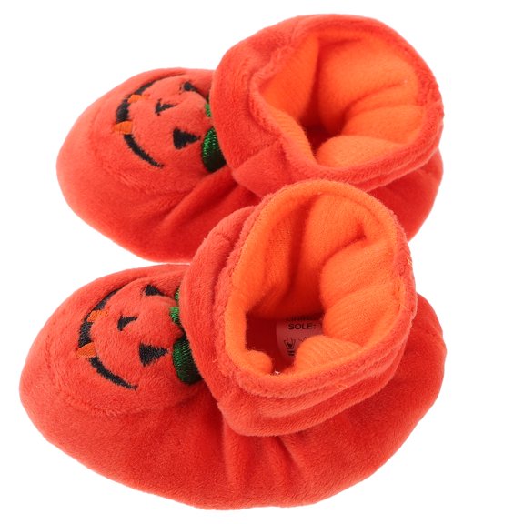 Minkissy 1 Pair Kids Shoes Soft Sole Cotton Orange Breathable for Winter Autumn