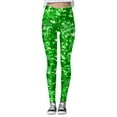 thumbnail image 4 of XIAONU Womens Shamrock Print Leggings High Waist Graphic Tights Stretchy Festive Holiday Bottoms Green, 4 of 5