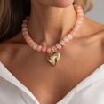thumbnail image 2 of NICKSUN Chunky Heart Necklaces for Women, Colorful Resin Beaded Choker Necklace, Cute Gold Puffy Heart Statement Necklace Trendy Acrylic Choker Jewelry Gift, 2 of 8