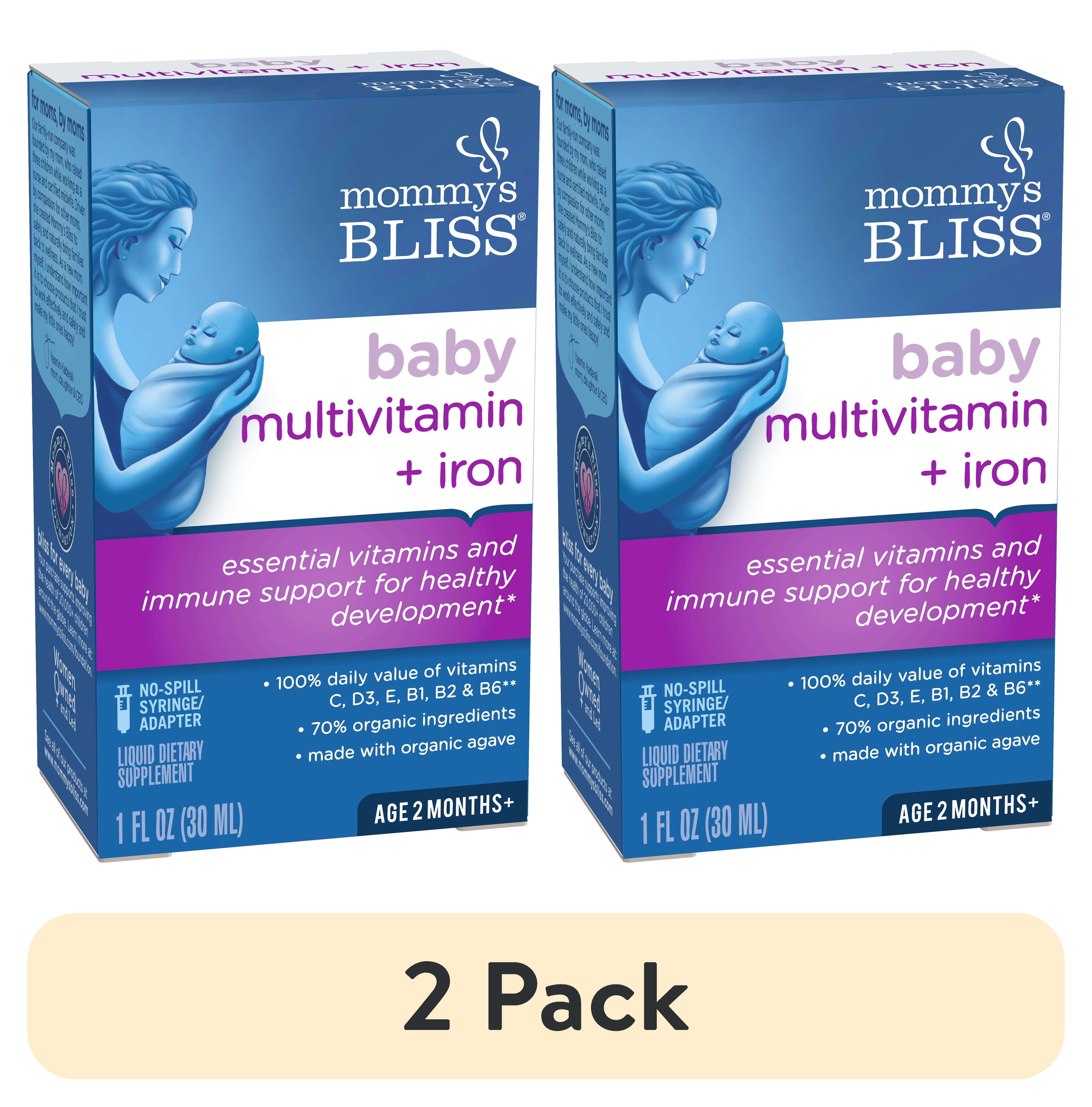 (2 pack) Mommy's Bliss Baby Multivitamin and Iron Dietary Supplement, Grape Flavor, 30 ml