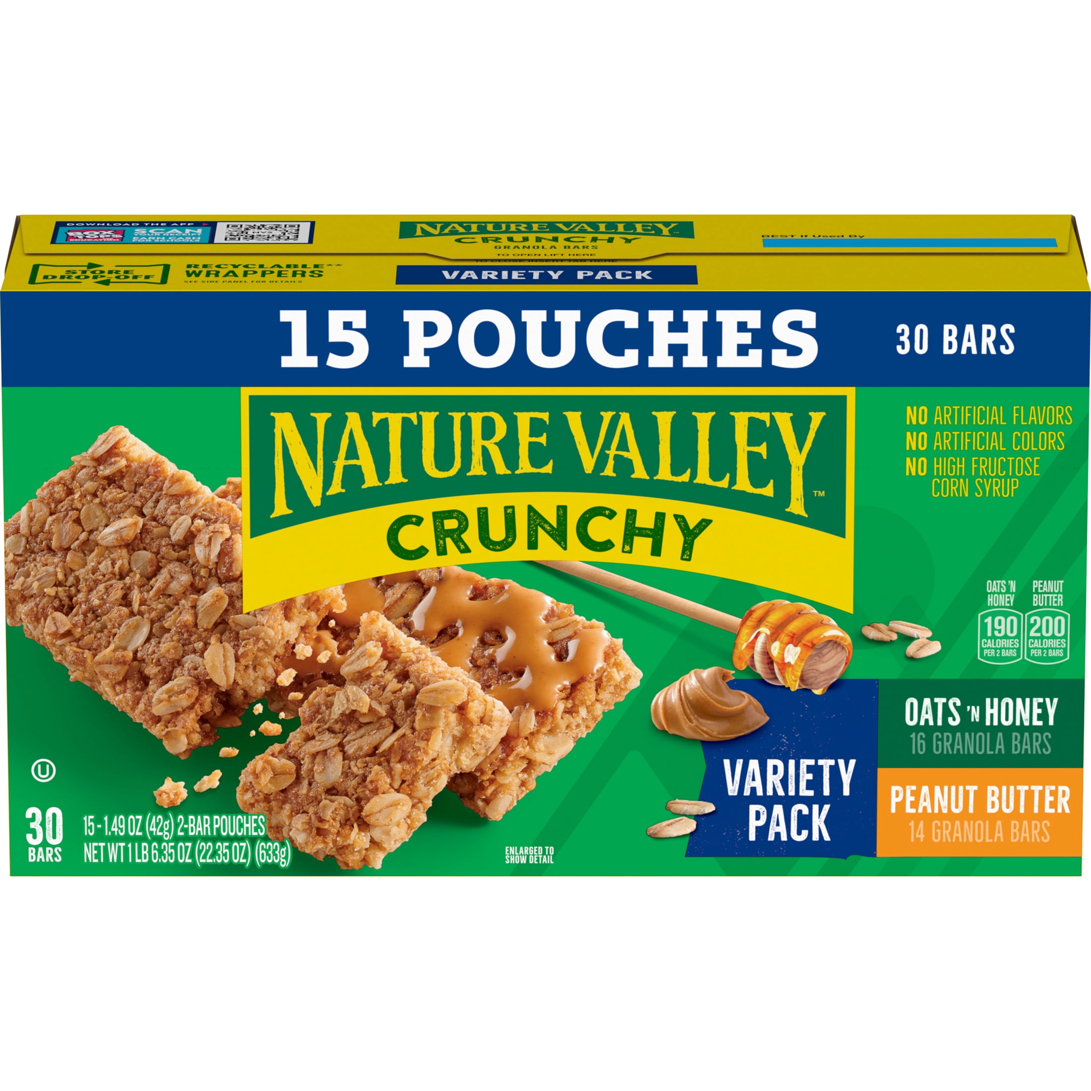 Nature Valley Crunchy Granola Bars, Variety Pack, 30 Bars, 22.35 OZ (15 Pouches)
