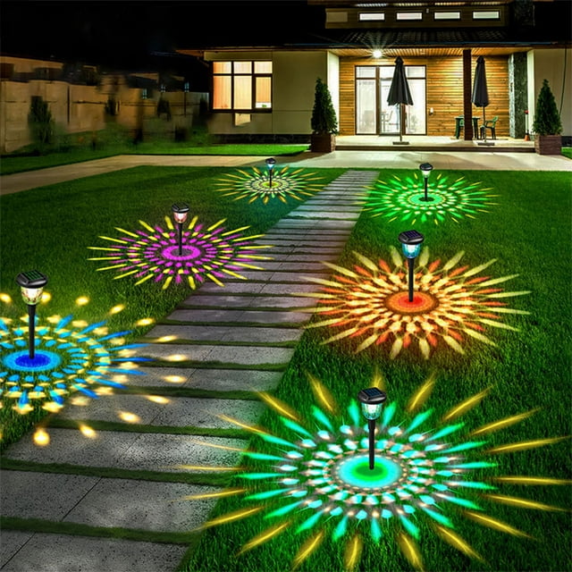 Solar powered dynamic pattern garden lamp Star Lights for Bedroom Kids String Sprinkler for Kids Star Lights for Bedroom Ceiling Outdoor Garden Lights Solar Powe Rice Lights Battery Operated with