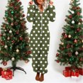 thumbnail image 2 of Fleece Lined Winter Sleepwear Romper, Women's Long Sleeve Hooded Jumpsuit Pajamas, Warm Casual Lounge Wear, Cozy One Piece Pajama Set, Christmas Gifts for Women | CSEONE,Green L, 2 of 9