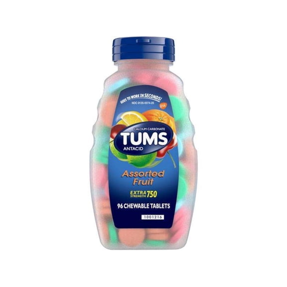 TUMS Extra Strength 750 Antacid Chewable Tablets Assorted Fruit 96 Count