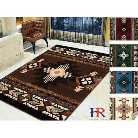 Chocolate Antique Round Rug - Handcraft Rugs - Chocolate/ Brown and Beige/ Modern Contemporary Southwestern/ Native American Style Area Rug (Approximately 8 by 10)