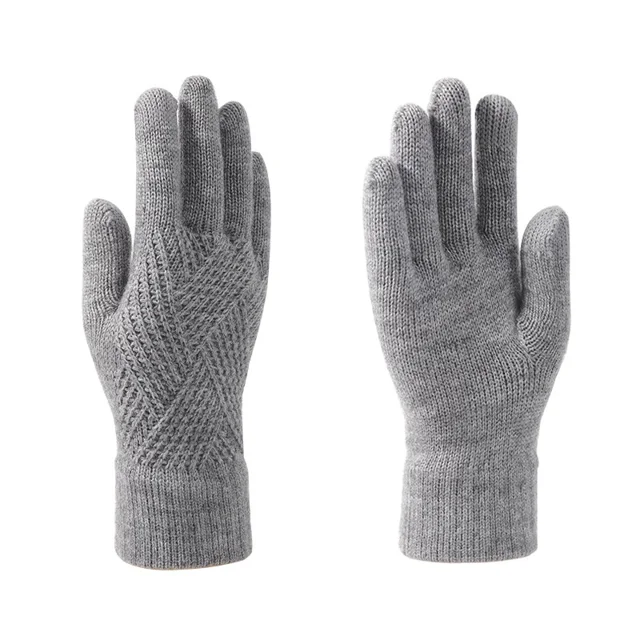 Guantes de lana tejidos con pantalla táctil para hombre y mujer, cálidos guantes de invierno