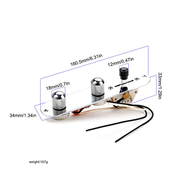 Prewired Guitar Control Plate Tone Volume Replacement Accessory Removable Metal Loaded 3 Way Switch Knob Metal Fixing Toggle Upgrade Replacement for Fender Telecaster