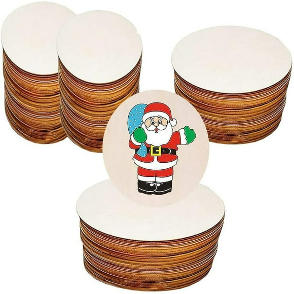 DEBGFS 100 Pcs 3 Inch Round Unfinished Wood Circles Thin Wooden Slices Round Cutout,none,none