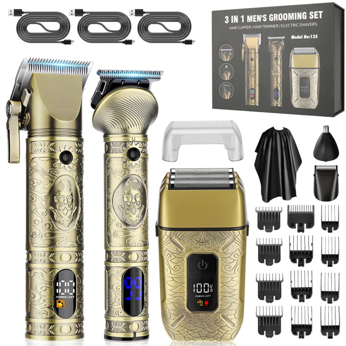 LEMULEGU Cordless Hair Clippers for Men - Professional Trimmer - 19-Piece Set