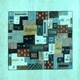 thumbnail image 1 of Ahgly Company Indoor Square Abstract Light Blue Contemporary Area Rugs, 7' Square, 1 of 4