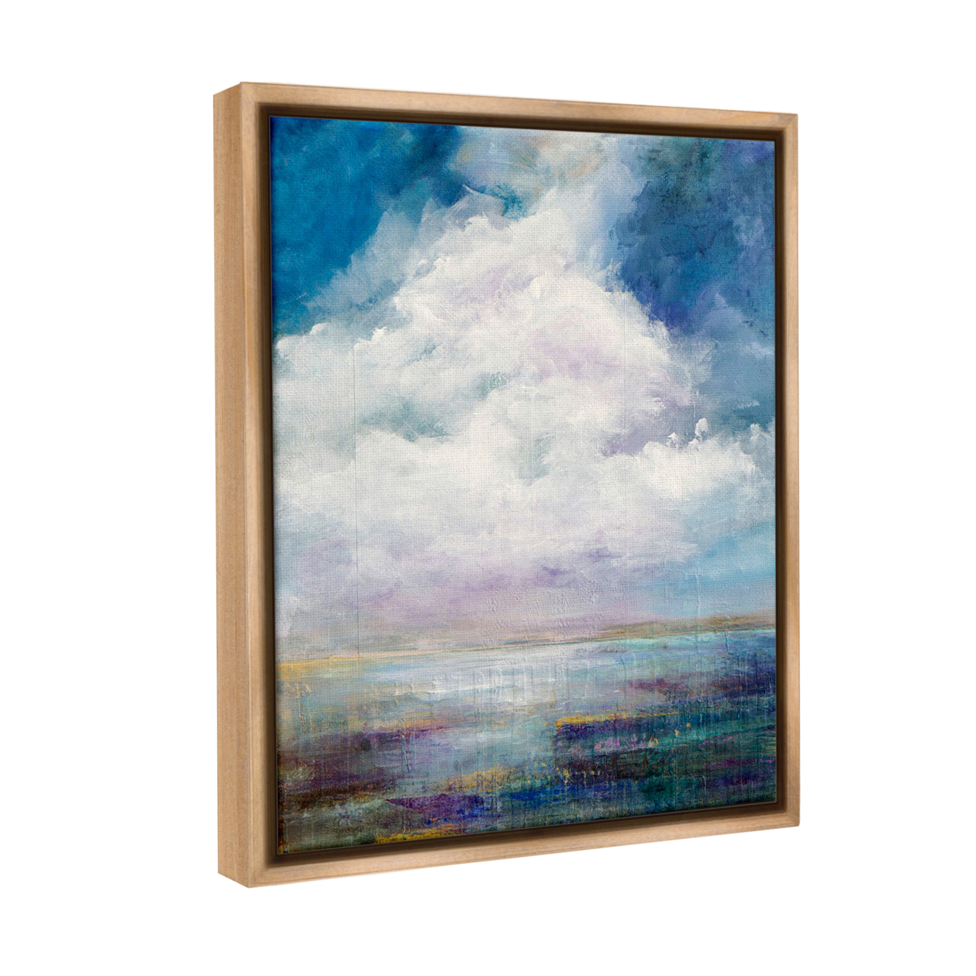 Stupell Industries Traditional Clouds Landscape Landscape Painting Brown Floater Framed Canvas Art Print Wall Art, 25 x 31