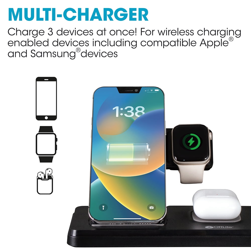 OttLite LED Desk Light with Multi-Device Charging Station, Black