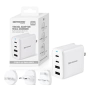 Xtreme Power 27W International Travel Adapter Wall Charger with 2 USB-C and 2 USB-A Ports, Type G, Type C and Type I Plug Adapters for United Kingdom, Europe and Australia, Charges 4 Devices, White