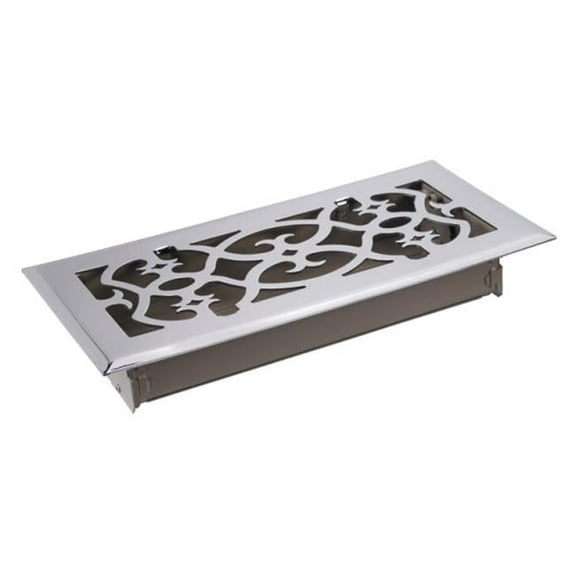 C164-OSN04X10 Scroll Floor Register  Satin Nickel - 10 x 4 in.