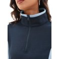 thumbnail image 6 of DARING DIVA Women's Quarter Zip Pullover Cropped Sweatshirt L Navy Blue Light Blue, 6 of 7