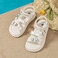 thumbnail image 4 of LTTVQM Girls Sandals Open Wide Toe Soft Sole Comfortable Pearl and Rhinestone Sandal with Adjustable Ankle Strap Summer Dress Casual Anti-Slip Walking Flat Shoes Beige 1 Big Kids, 4 of 5