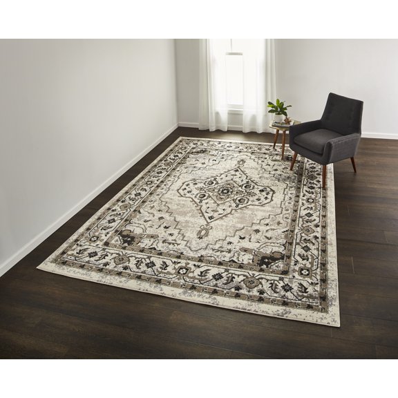 VCNY Home Antonia Traditional Medallion Frise Area Rug, 5' x 7' 6", Grey