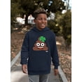 thumbnail image 2 of Lucky Poo Emoji - Fun Clover Charm Design Youth's Hoodie, 2 of 4