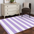 thumbnail image 4 of Purple Striped Large Area Rugs for Bedroom Living Room, Soft Non Slip Carpet Bedside Rug, Modern Farmhouse Purple White Stripes Rectangular Floor Cover Kitchen Accent Rug 4'x6' for Dining Room/Office, 4 of 9