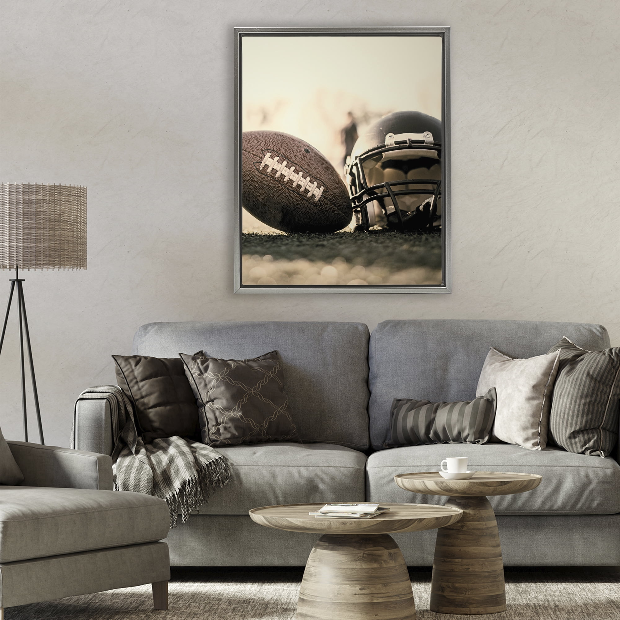 Stupell Industries Football Stand Alone Gray Framed Floater Canvas Wall Art, design by Jesse Keith