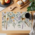 thumbnail image 2 of Floral Eucalyptus Leaves Placemats Set of 4, Daisy Summer Botanical Rustic Placemats for Dining Table, Place Mats for Kitchen Tabletop, Waterproof Wipeable Dining Table Mats Set, 2 of 9